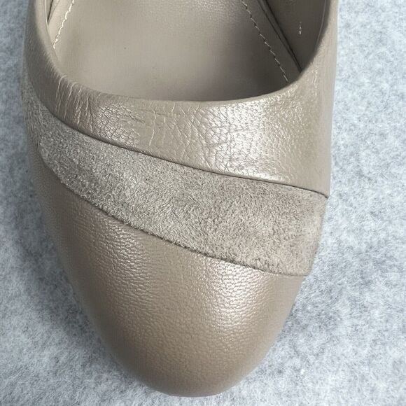 Aldo Shoes Tan Suede Faux Leather Pumps Almond Toe Heels Twee - Picture 4 of 15